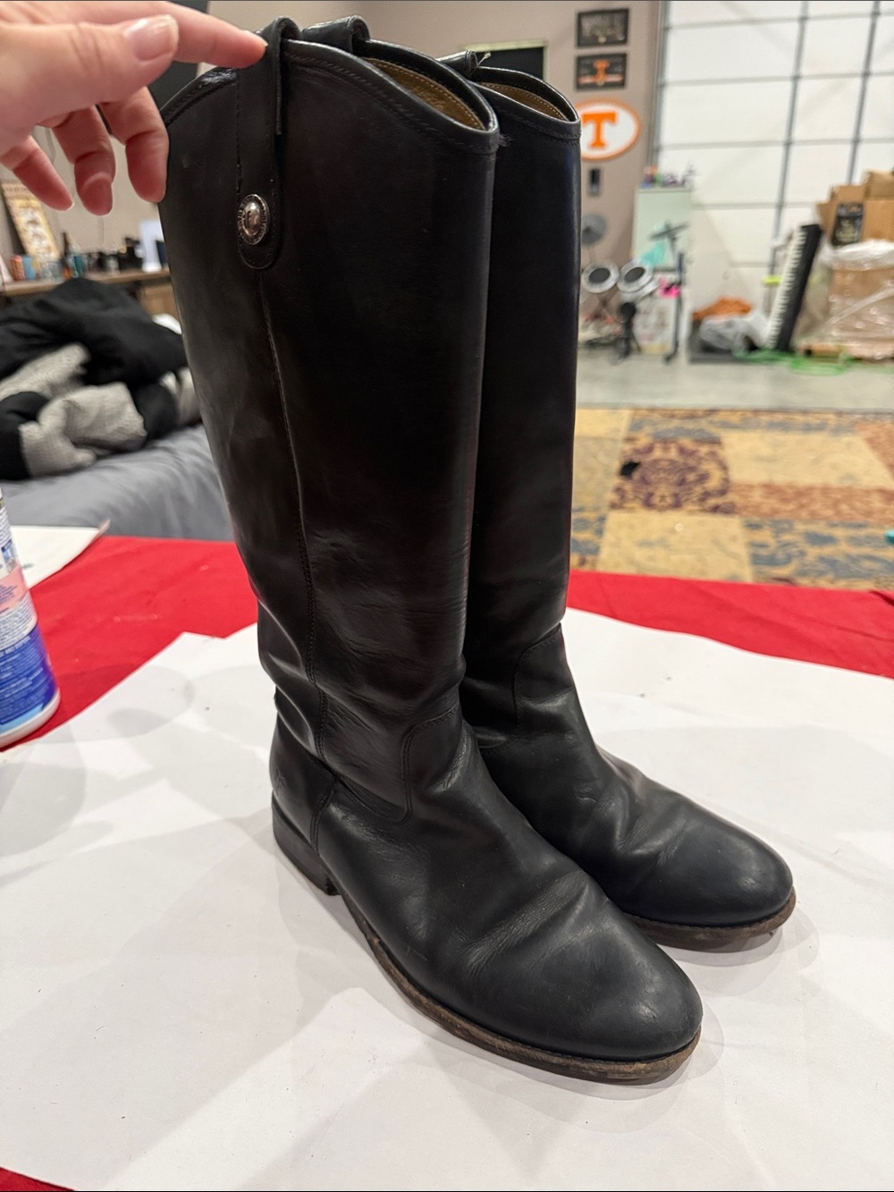 Frye Black Tall Leather Riding Boots